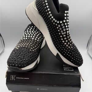 INC Black Rhinestone Slip-On Sneakers Men’s Size 11